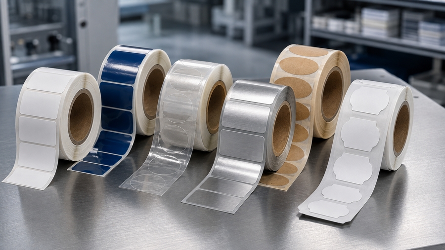 Rouleaux d'étiquettes adhésives sur mesure de formats et matériaux différent