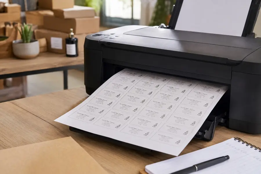Impression d'une planche A4 d'étiquettes depuis une imprimante de bureau