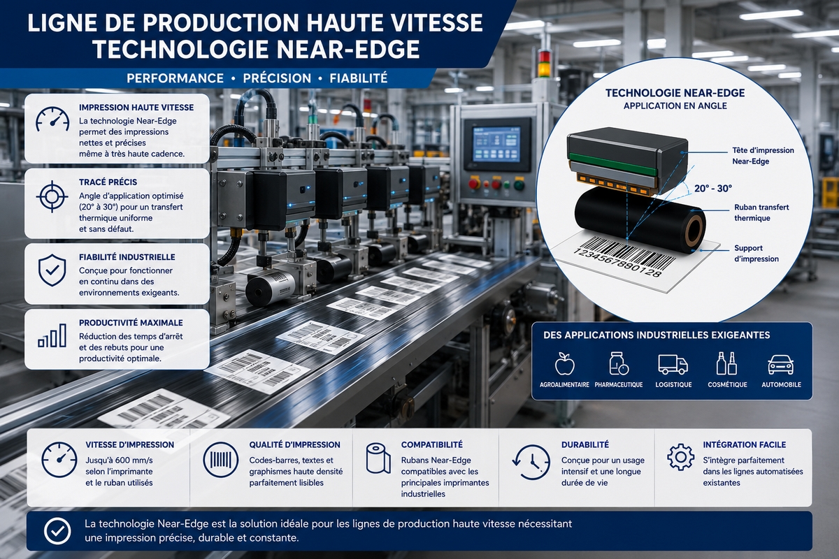 Illustration d'une ligne de production industrielle haute vitesse utilisant la technologie near-edge
